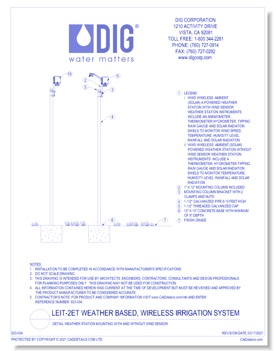 LEIT-2ET Weather Based, Wireless Irrigation System - Detail Weather Station with & without Wind Sensor