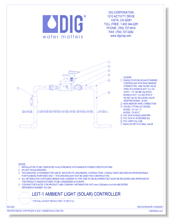 LEIT-1 Ambient Light (Solar) Controller - Typical Layout Detail for 1.5" Or 2" ILV