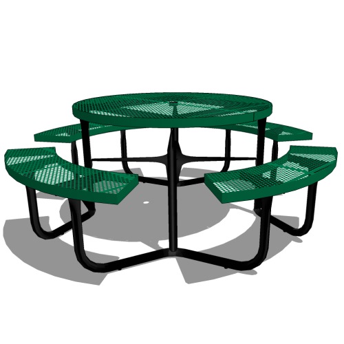 F1113 - 46" Round Expanded Steel Picnic Table, Portable Frame