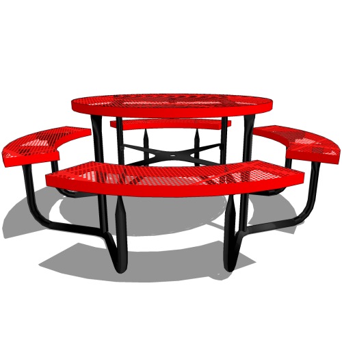 D1113 - 46" Round Perforated Steel Picnic Table, Portable Frame 