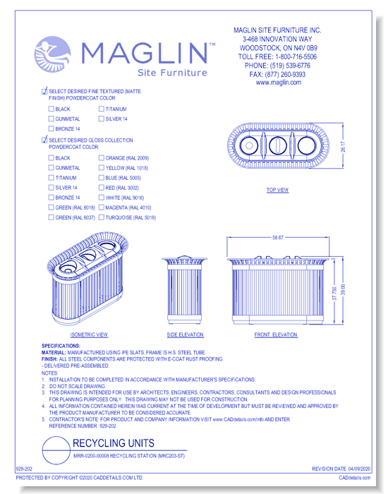 MRR-0200-00008 Recycling Station (MRC203-ST)