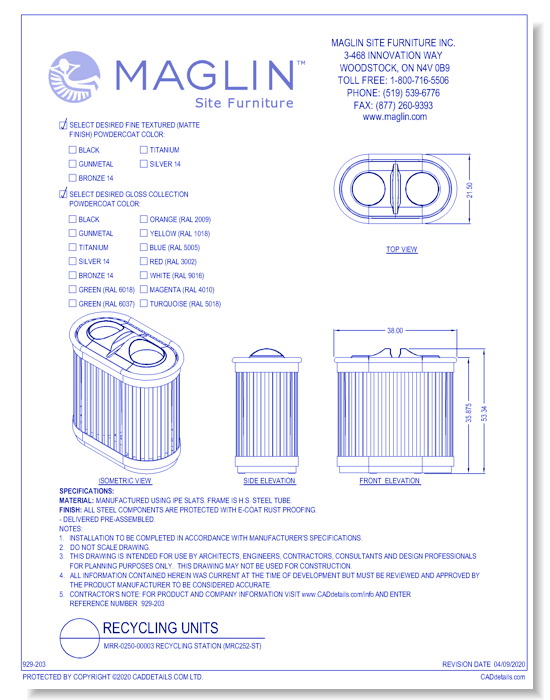MRR-0250-00003 Recycling Station (MRC252-ST)