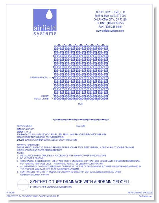 Synthetic Turf Drainage Cross Section