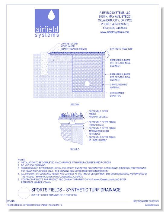 Synthetic Turf Drainage Field Edge Detail