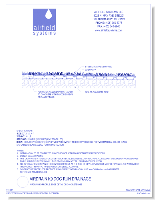 AirDrain K9 Profile: Edge Detail on Concrete Base