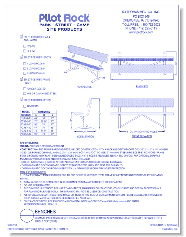 Pilot Bench CAD Drawings, BIM Files, Specifications & More - CADdetails
