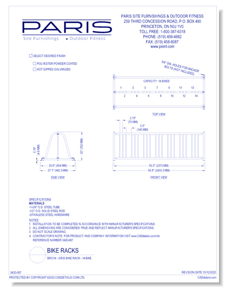 Plan View Bike Rack Color CAD Drawings, BIM Files, Specifications & More - CADdetails