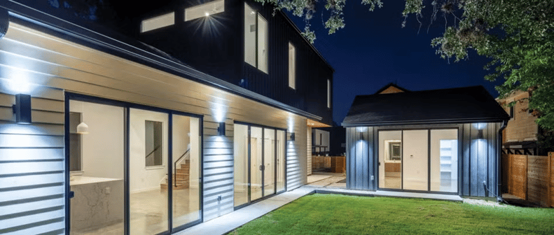 A stunning modern home designed with aluminum windows and patio doors