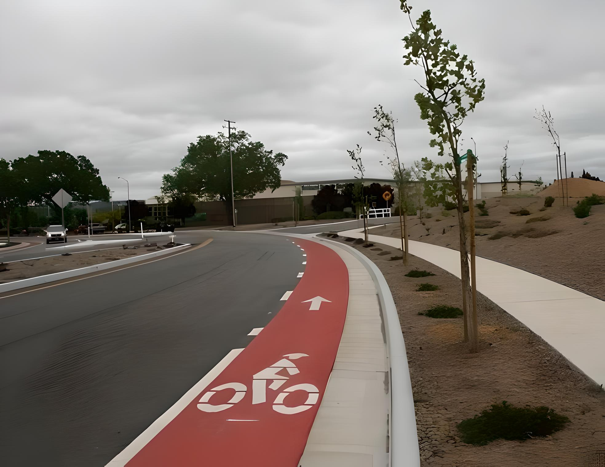 Paso Robles Bike Lane Transformation with Red Coating - CADdetails