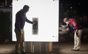 The photos (Courtesy of Pittsburgh Cultural District) show The Water Cube installed in the Pittsburgh Cultural Trust district with Filtrine's B103 Water Filling Stations and non-recessed 107-14 fountains. Technical design and project management are by Flyspace Productions.