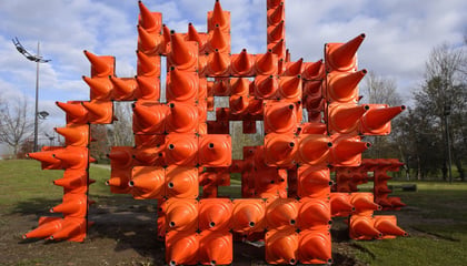 Interactive Orange Traffic Cone Sculpture