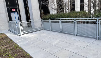 Lightweight Sliding Gate and Matching Fence in Office Courtyard