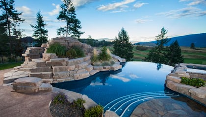 Rosetta Retaining Blocks Transform Cliff Into Pool Lagoon & Play Area
