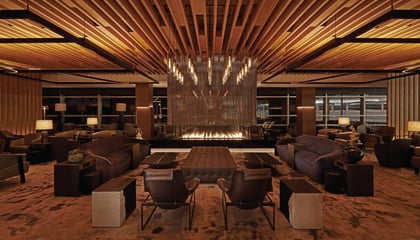 American Airlines Admirals Club DCA Lounge - Four-Sided Gas Fireplace