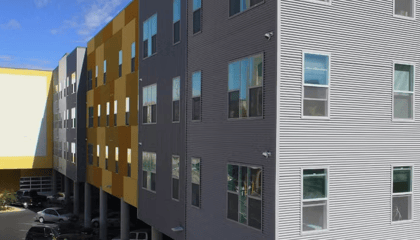 Vinyl windows enhance a modern landmark in an artisan community