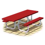 View XT Series  - Wheelchair Accessible: Table Extended One End w/ H-Type Thermo-plastic Coated Perforated Steel Top & Seats ( AI-1692 )