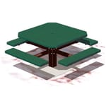 View PQT Series: Pedestal Square Table w/ H-Type Thermoplastic Coated Perforated Steel Top & Seats ( AI-1699 )
