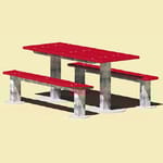 View APT Series: Multi Pedestal Rectangular Table w/ Recycled Plastic Top & Seat Planks ( AI-1774 )