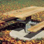 View PT Series: Pedestal Rectangular Table w/ Lumber Top & Seats ( AI-1706 )