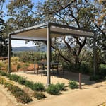 View Aluminum Structure with Retractable Canopy and Rain Gutters