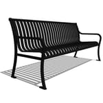 Model CV1-1000: CityView Backed Bench - Vertical Strap, Six Foot Length, Steel Bar Ends