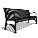 Model CV1-1010: CityView Backed Bench - Vertical Strap, Six Foot Length, Cast Iron Ends