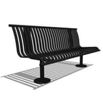 Model CV1-1020: CityView Backed Bench - Vertical Strap, Six Foot Length, No Ends, Surface Mount