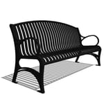 Model CV1-1210: CityView Arch Backed Bench - Vertical Strap, Six Foot Length, Cast Iron Ends
