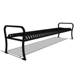 Model CV1-2100: CityView Backless Bench - Vertical Strap, Eight Foot Length, Steel Bar Ends