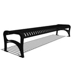 Model CV1-2110: CityView Backless Bench - Vertical Strap, Eight Foot Length, Cast Iron Ends