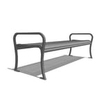 Model WP1-1110: WestPort Backless Bench - Horizontal Strap, Six Foot Length, Cast Iron Ends