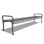 Model WP1-2100: WestPort Backless Bench - Horizontal Strap, Eight Foot Length, Steel Bar Ends