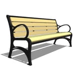 Model AV1-1010: Avondale Backed Bench - Wood Slat or Recycled Plastic, Six Foot Length, Cast Iron Ends