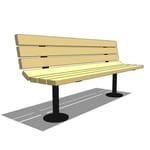 Model AV1-1020: Avondale Backed Bench - Wood Slat or Recycled Plastic, Six Foot, Surface Mount
