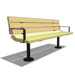 Model AV1-1022: Avondale Backed Bench - Wood Slat or Recycled Plastic, Six Foot, Surface Mount, Two Armrests