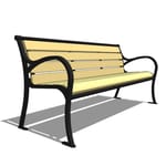 Model AV1-1060: Avondale Backed Bench - Wood Slat or Recycled Plastic, Six Foot Length, Steel Loop Ends