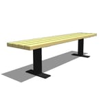 Model AV1-1120: Avondale Backless Bench - Wood Slat or Recycled Plastic, Six Foot Length, Surface Mount, No Ends