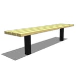 Model AV1-1130: Avondale Backless Bench - Wood Slat or Recycled Plastic, Six Foot Length, Embedded Mount, No Ends