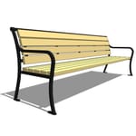 Model AV1-2000: Avondale Backed Bench - Wood Slat or Recycled Plastic, Eight Foot Length, Steel Bar Ends