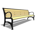 Model AV1-2010: Avondale Backed Bench - Wood Slat or Recycled Plastic, Eight Foot Length, Cast Iron Ends