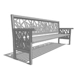 Model TG1-2000: TallGrass Pattern Backed Bench - Eight Foot Length, Steel Bar Ends