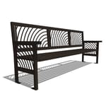 Model JC1-2000: JordanCreek Backed Bench - Laser Pattern, Eight Foot Length, Steel Bar Ends