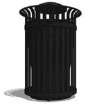 Model CV2-1002: CityView Top Opening Receptacle - Vertical Strap, 40 Gal.,Surface Mount, Ash Top