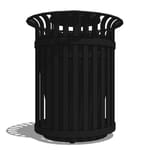 Model CV2-3001: CityView Top Opening Receptacle - Vertical Strap, 32 Gal., Surface Mount, Dome Top