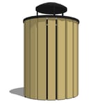 Model AV2-3002: Avondale Top Opening Receptacle - Wood Slat or Recycled Plastic, 36 Gal., Surface Mount, Ash Top