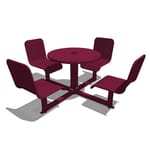 Model PM6-1120: Public Metro Carousel Table - 36inch Round Table Top, 4 Backed Chairs