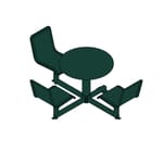Model PM6-1110: Public Metro Carousel Table - 36inch Round Table Top, 3 Backed Chairs