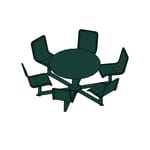 Model PM6-6000: Public Metro Carousel Table - 48inch Square Table Top, 6 Backless Chairs