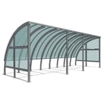 View Urban Racks Shelter: UBSS Simple, Aluminum - 18 Bike Capacity ( UBS-Simple - 25 )