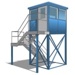 Model SEC-015: Elevated Booth - Plan View, Anchor Bolt Layout, Section, Legend